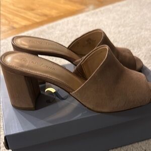 Essex Lane  taupe suede Block Heel Mules